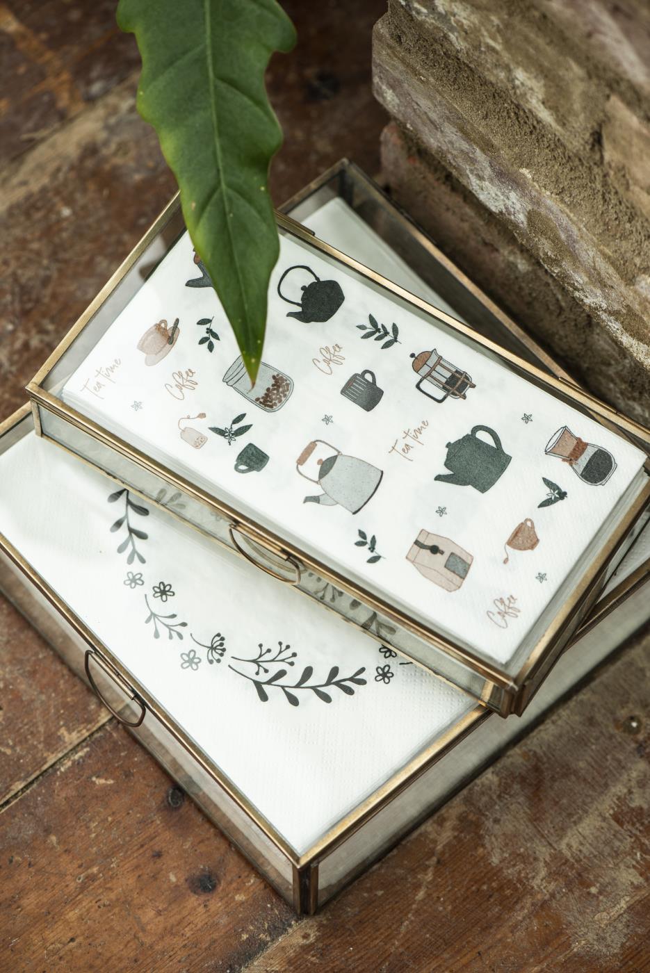 Glass Box with Lid Solitaire Oblong Fits 10x20 cm Napkins-C