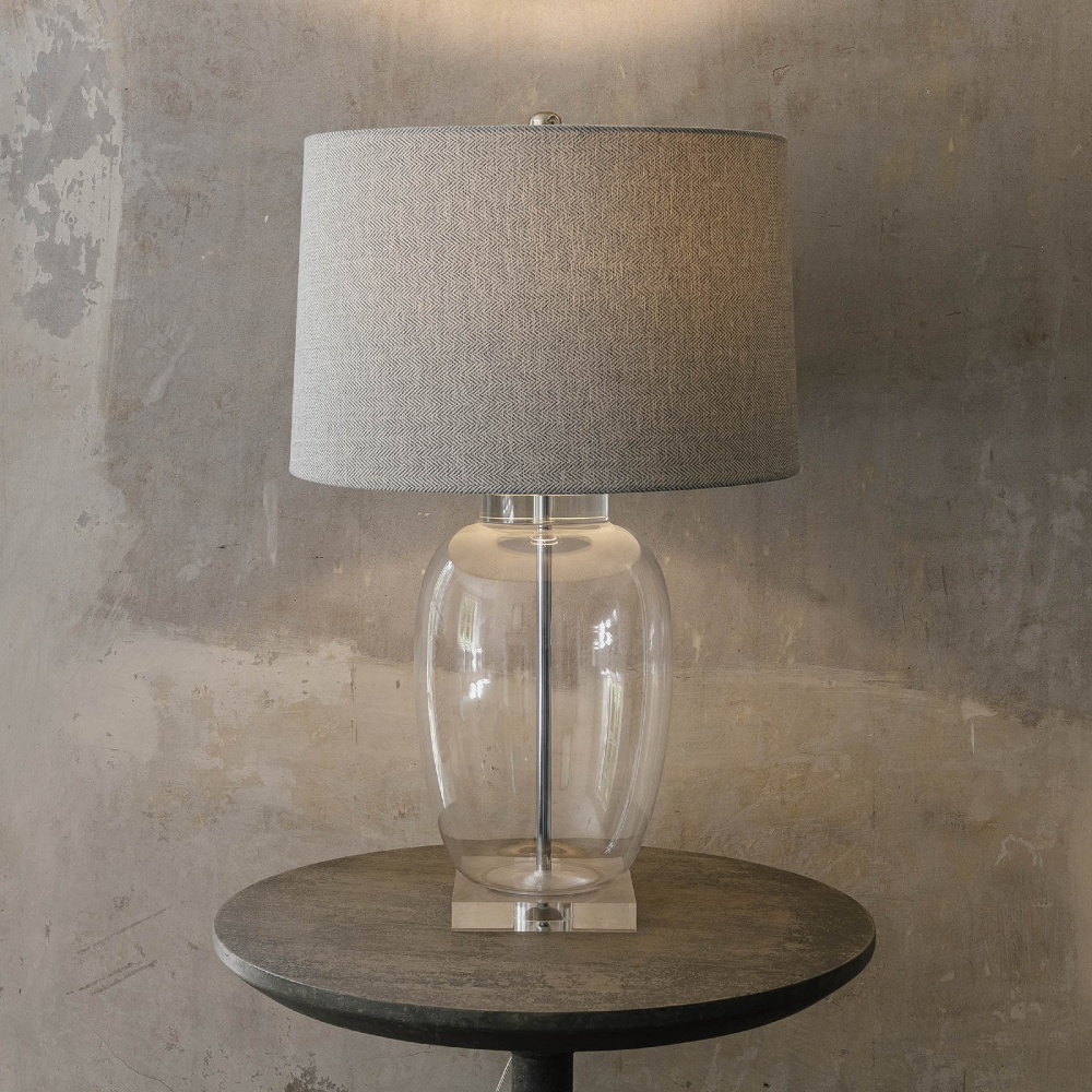 Glass Shaped Lamp with Beige Shade 70cm