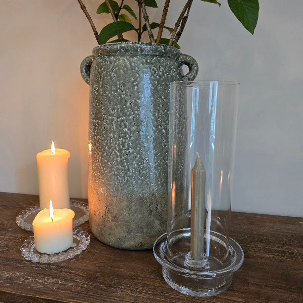 Glass Hurricane Dinner Candle Holder 2