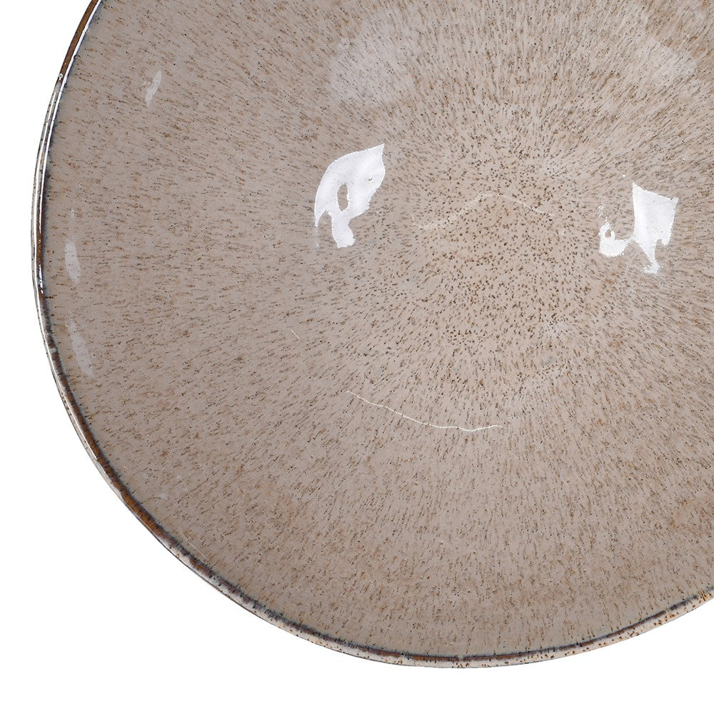 Glazed Stoneware Taupe Serving Bowl 33cm