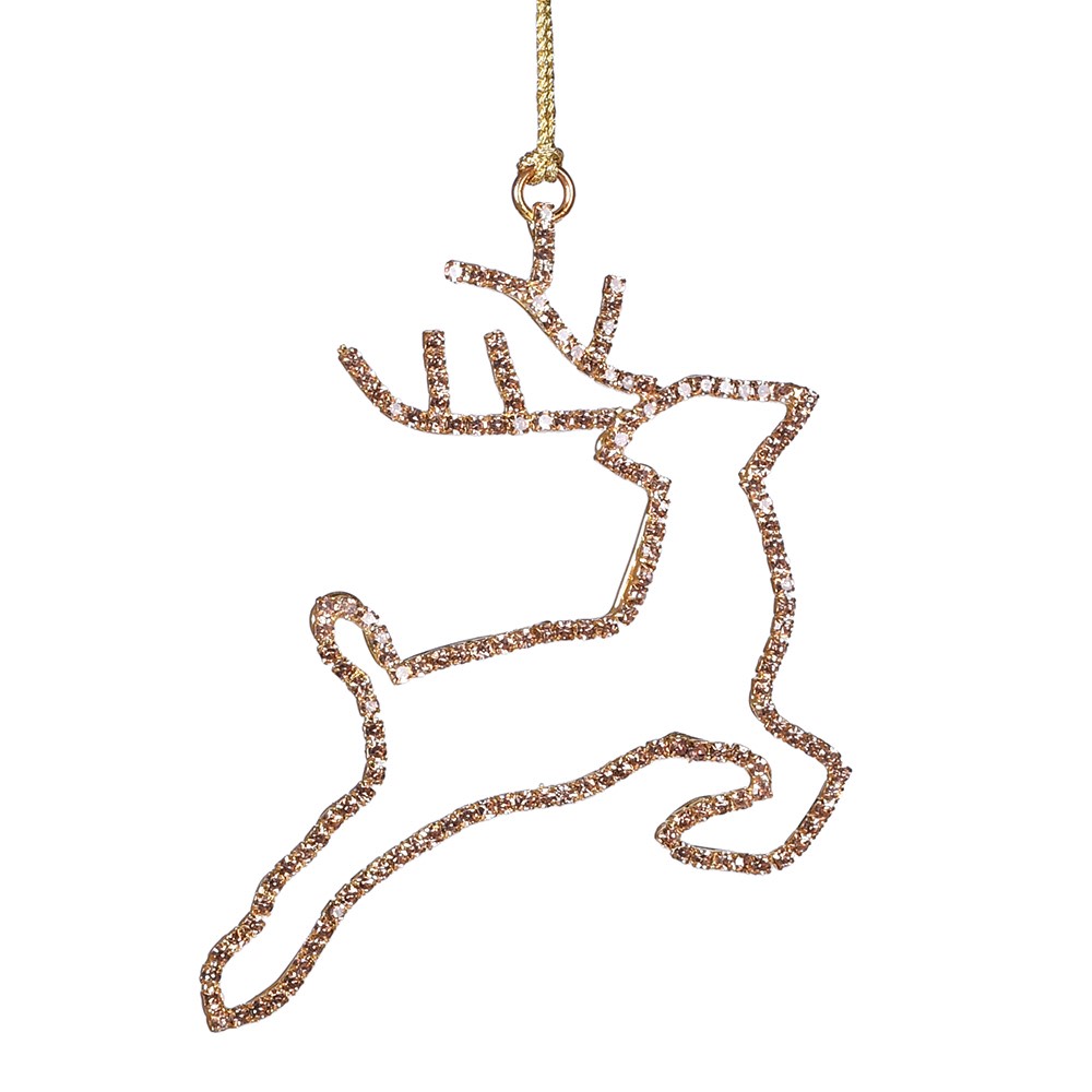 Gold Hanging Diamante Reindeer Bauble | Annie Mo's