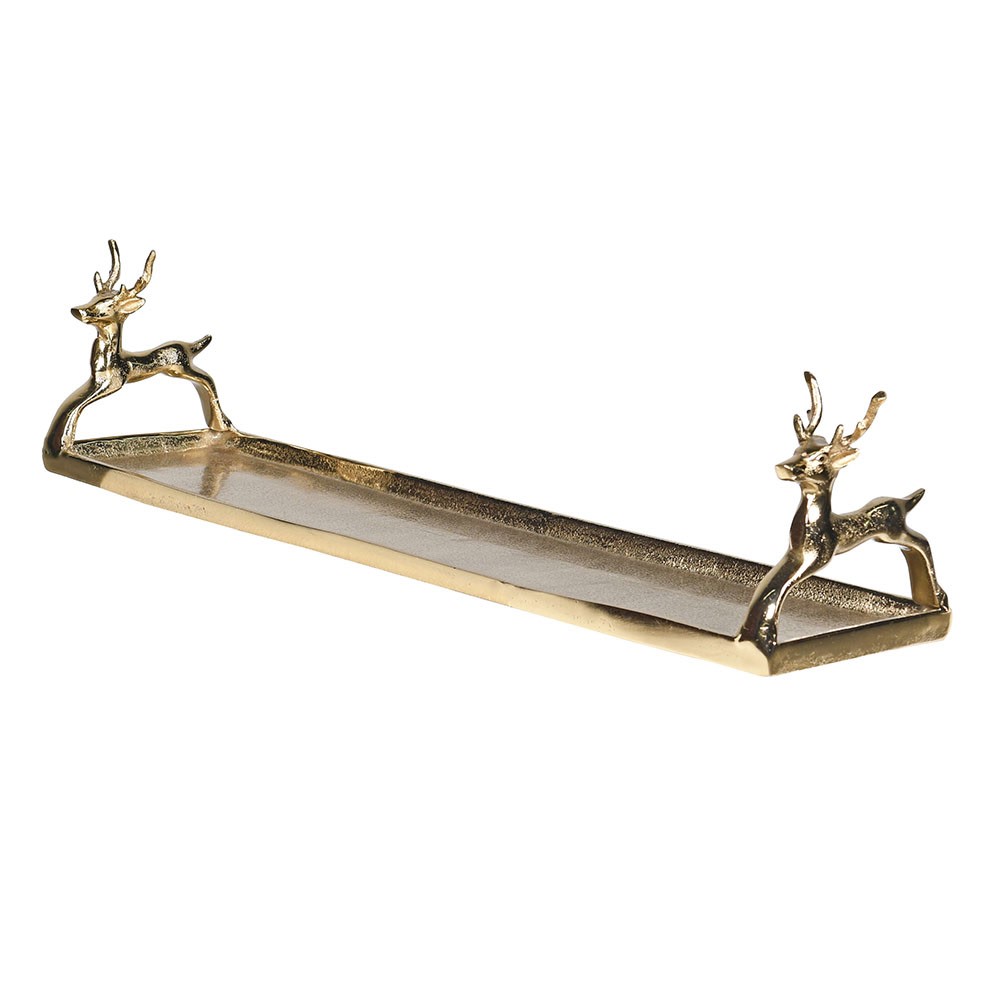 Gold Reindeer Tray 68cm | Annie Mo's