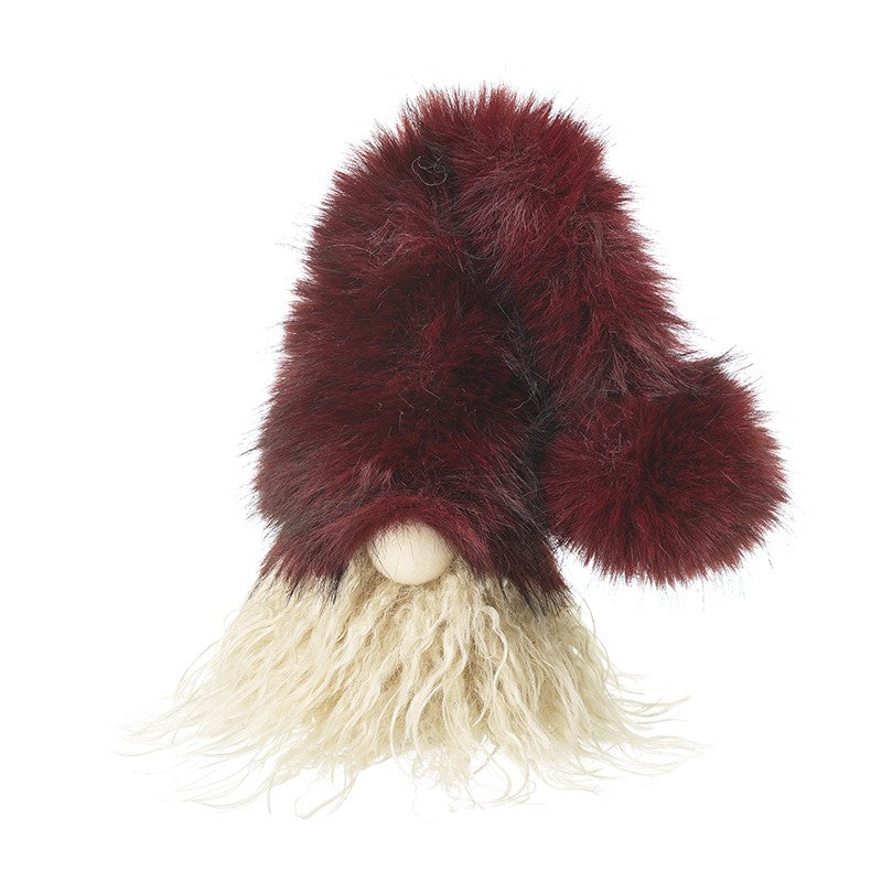 Gonk Head With Burgundy Fluffy Hat 15cm