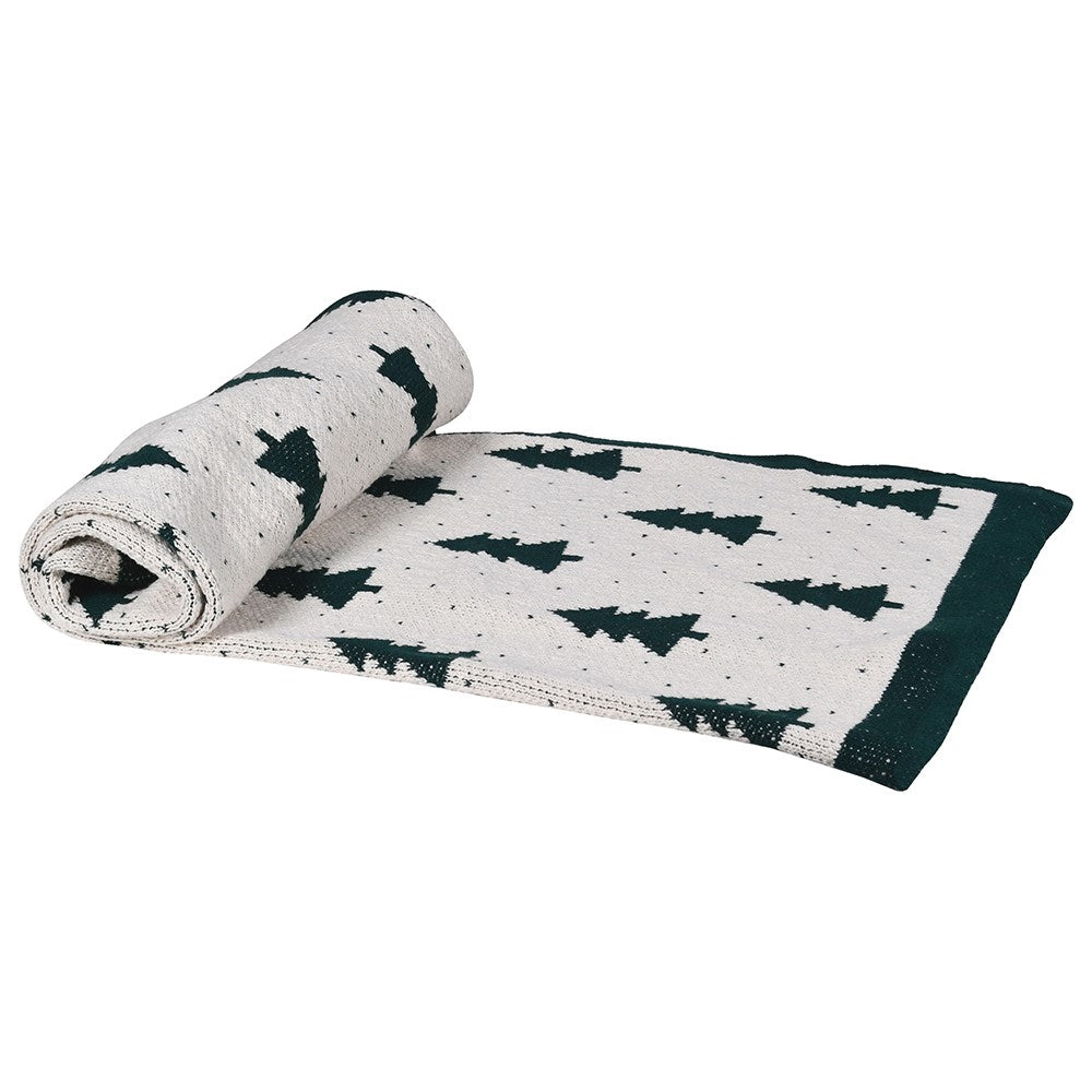 Green Christmas Tree Cotton Throw 160x140cm