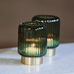 Green Fluted Glass Tea Light Holder 11cm | Annie Mo's