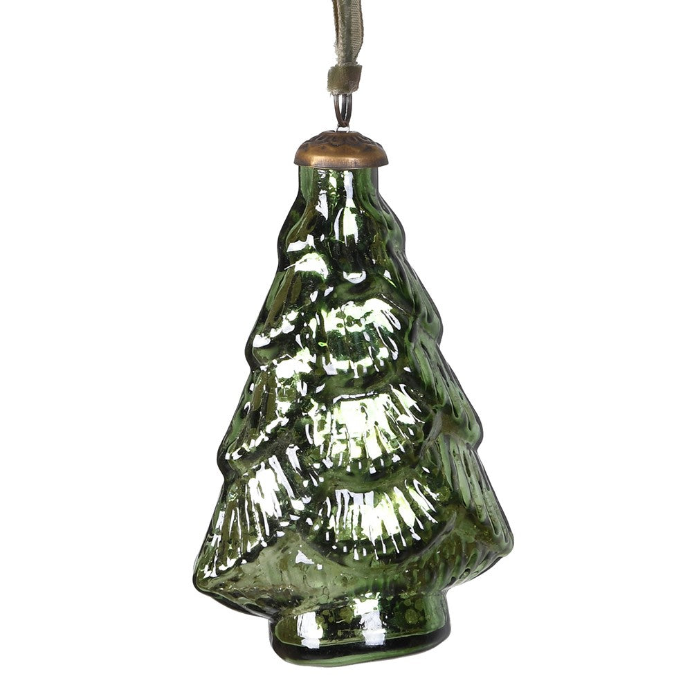 Green Glass Christmas Tree Bauble 11cm | Annie Mo's