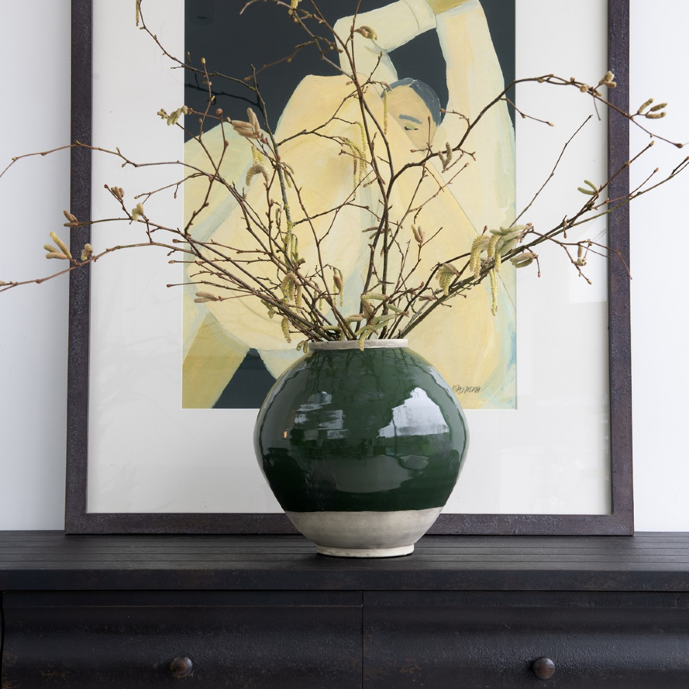 Green Glazed Vase 27cm | Annie Mo's
