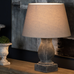Grey Pillar Table Lamp With Linen Shade 70cm | Annie Mo's