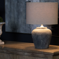 Grey Table Lamp With Linen Shade 40cm | Annie Mo's