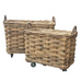 Large Rectangular Rattan Wheeled and Lined Baskets - Size Choice