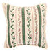 Decorative pillow with green striped pattern on a white background