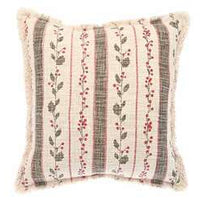 Holly Berry Stripe Natural Cushion 45 x 45cm | Annie Mo's
