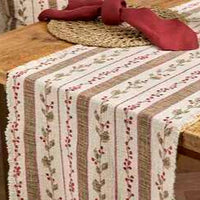 Holy Berry Block Printed Natural Runner 40 x 180cm | Annie Mo's