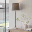 Rotherfield Nickel Candlestick Lamp with Grey Linen Shade 74cm |