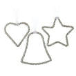 Hanging Silver Star Heart Bell 10cm | Annie Mo's