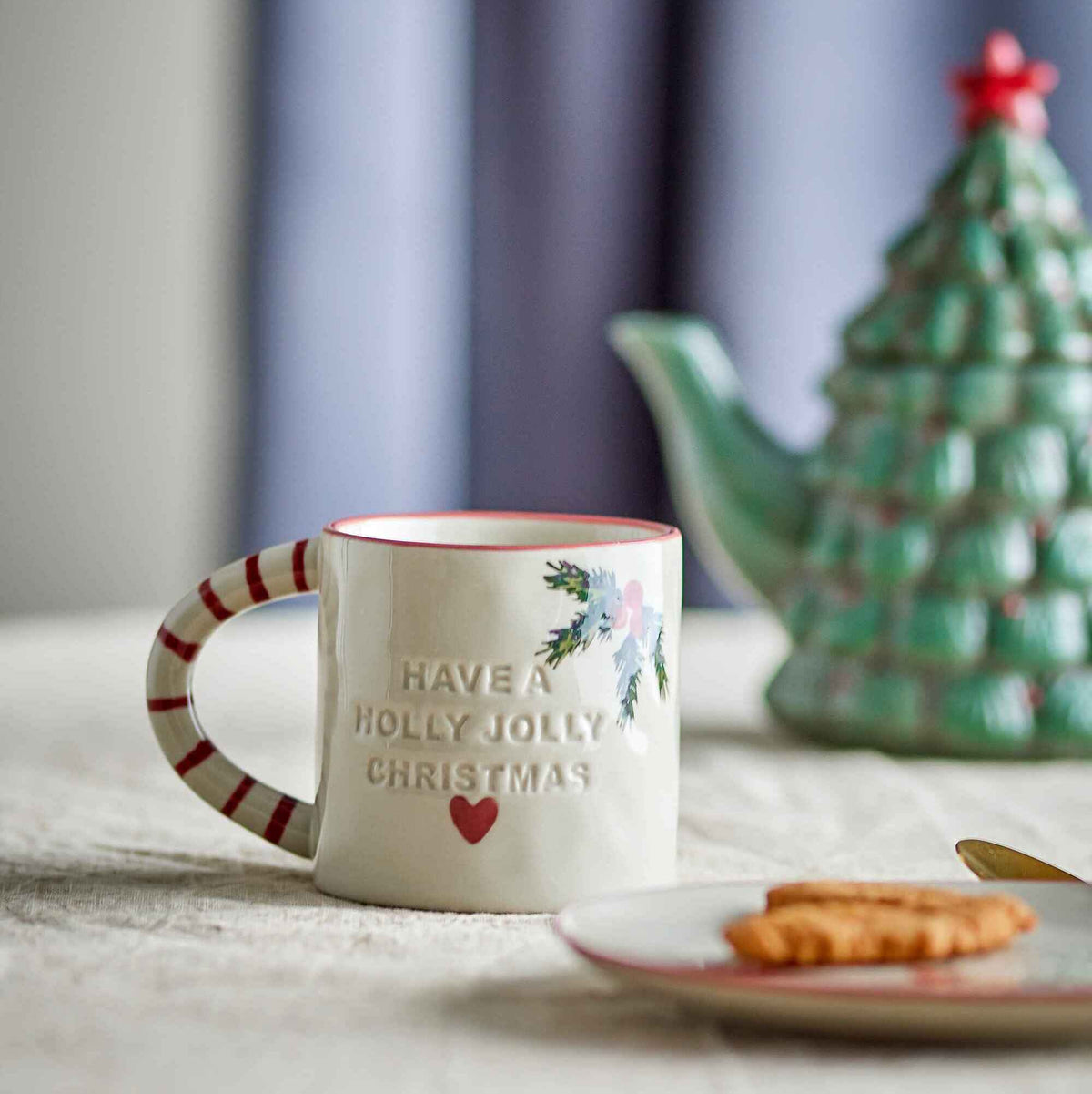 Have a Holly Jolly Christmas Mug, White Stoneware | Annie Mo's