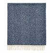Herringbone Pure Wool Throw - Dark Blue