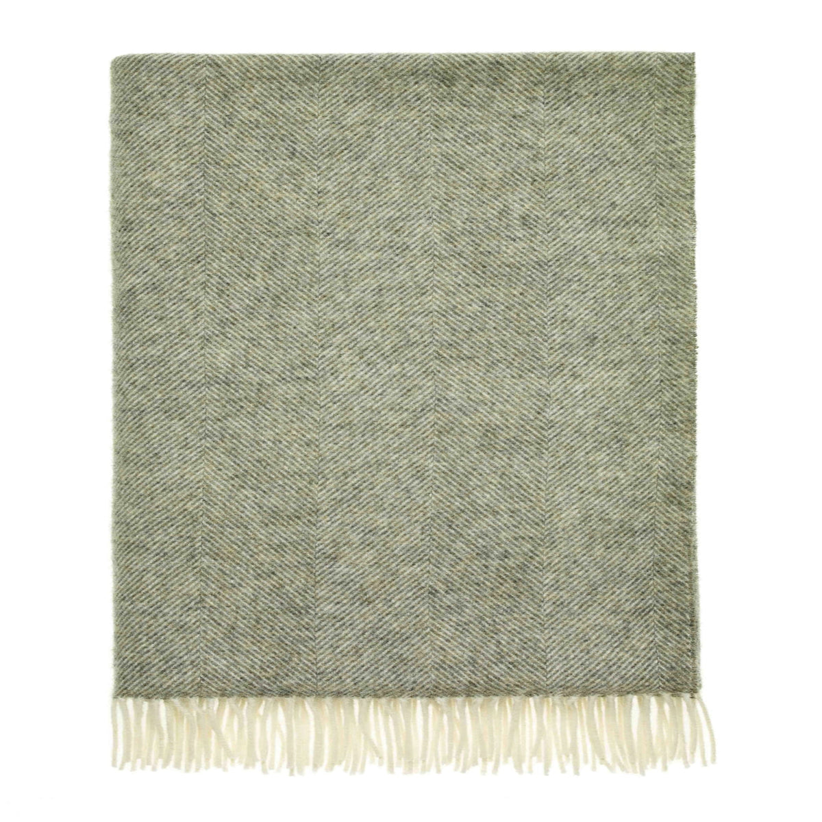 Herringbone Pure Wool Throw - Vintage Grey