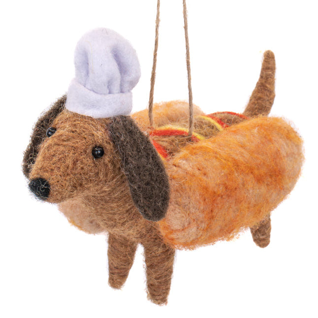 Hot-Sausage-Dog Felt Decoration 13cm | Annie Mo's