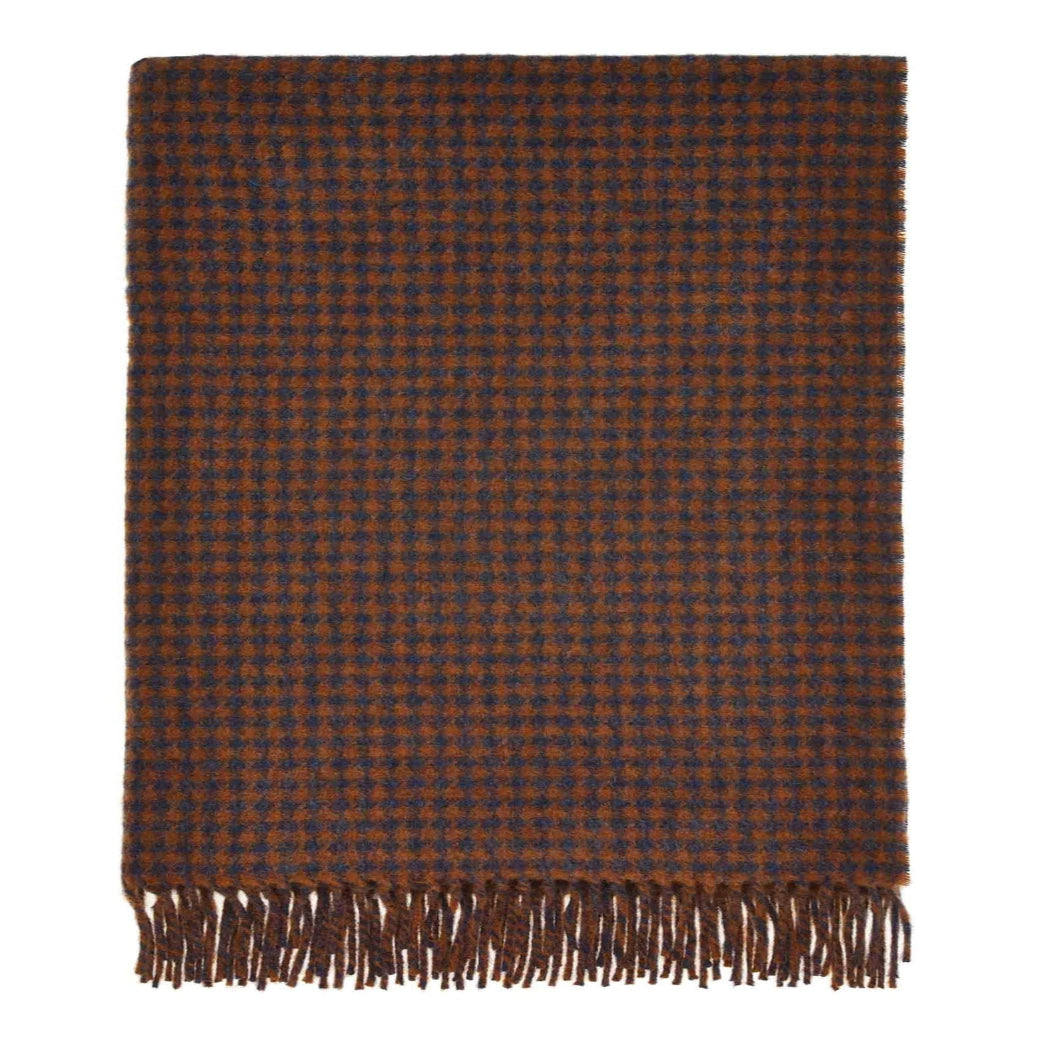 Hound's-tooth Merino Throw Navy and Rust