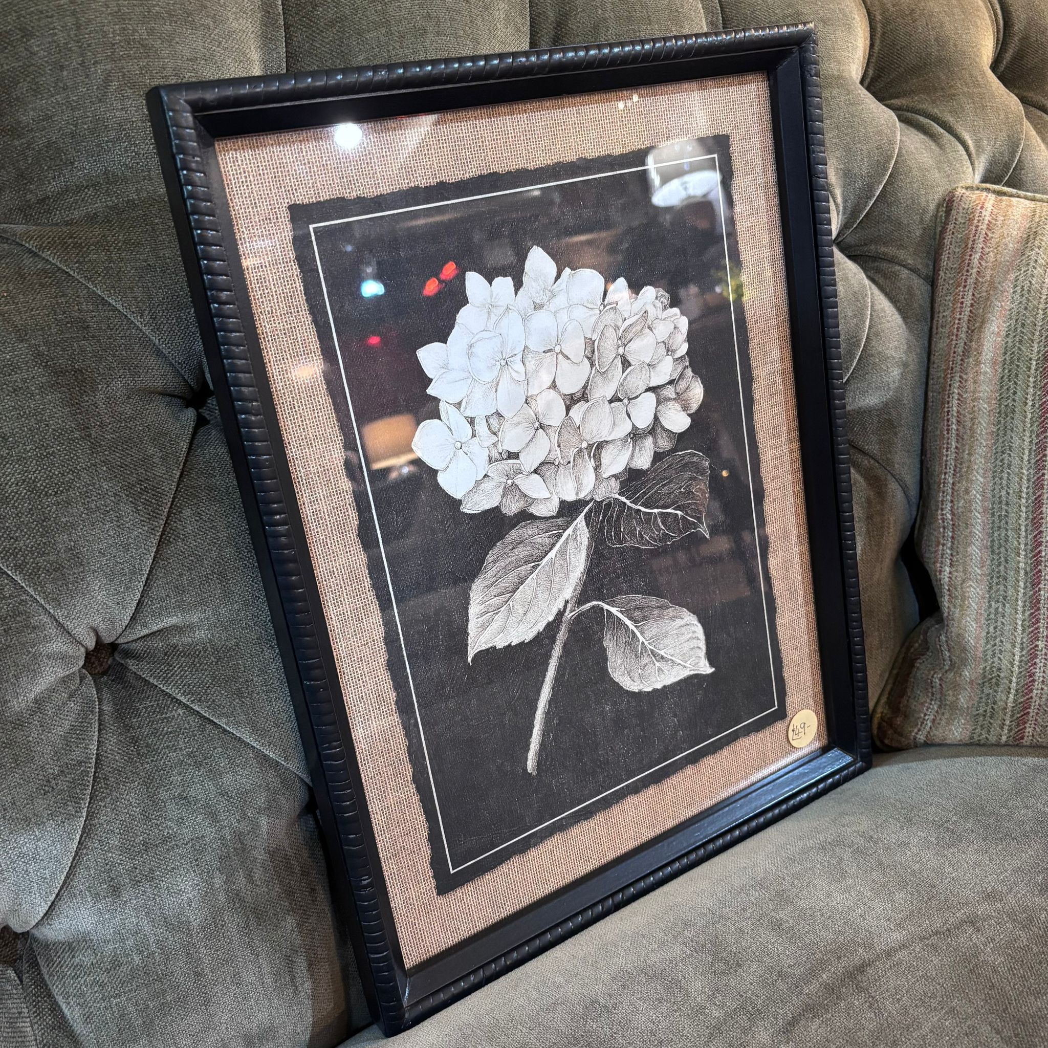 Black and White Hydrangea Framed Print 45cm | Annie Mo's
