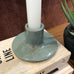 Dusty Blue Stoneware Candle Holder for Dinner Candles