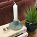 Dusty Blue Stoneware Candle Holder for Dinner Candles
