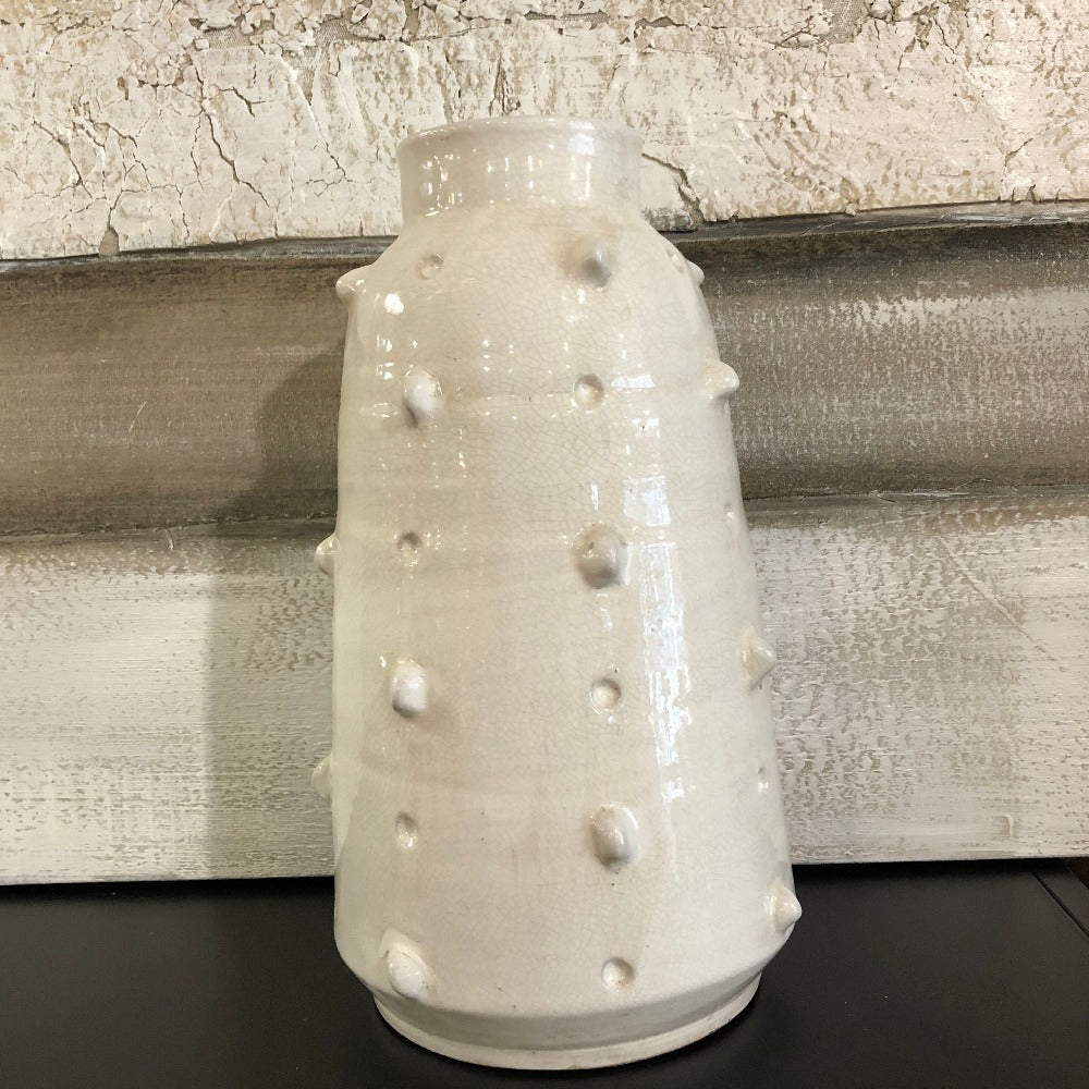 Distressed White Bobble Vase 36cm