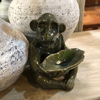 Dark Olive Green Monkey with Leaf Bowl 24cm | Annie Mo's