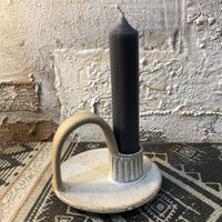 White Ceramic Dinner Candle Holder 9cm