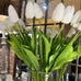 Set of Three Long Stem White Faux Tulips 65cm