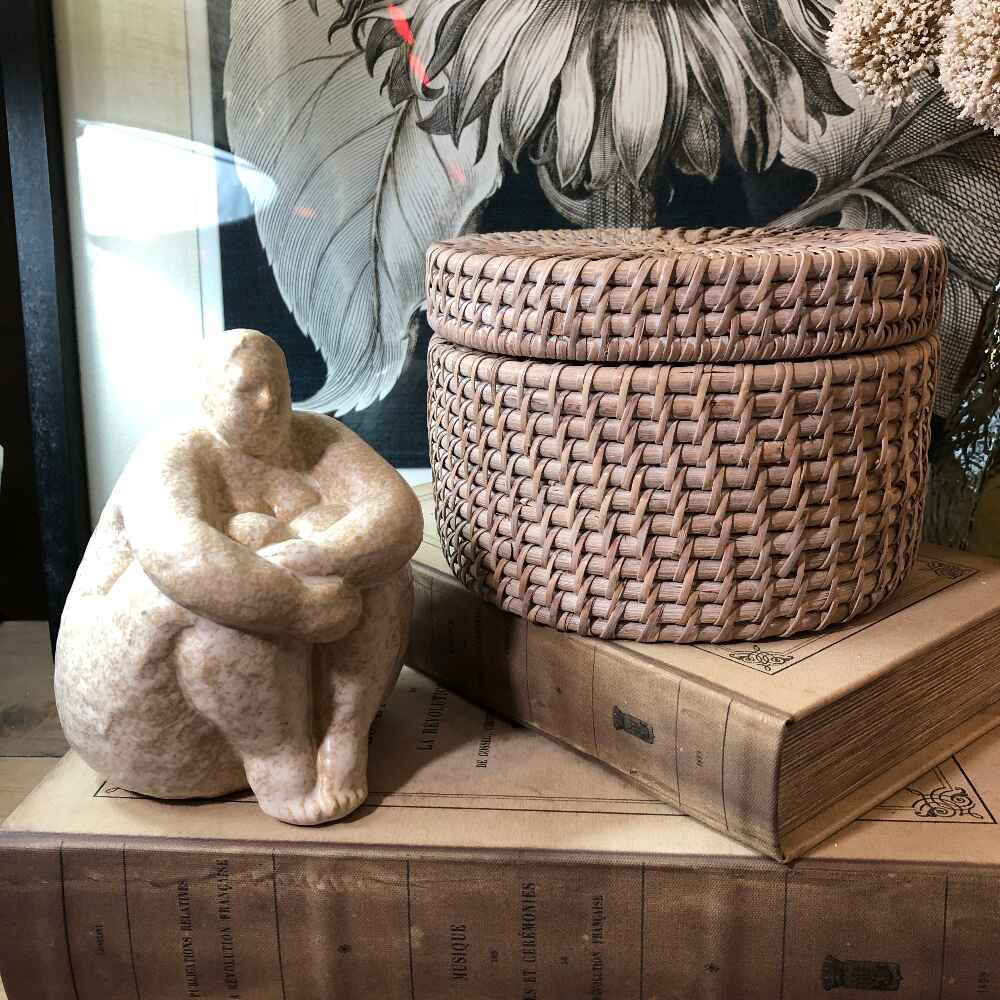 Rattan Desk Lidded Catchall