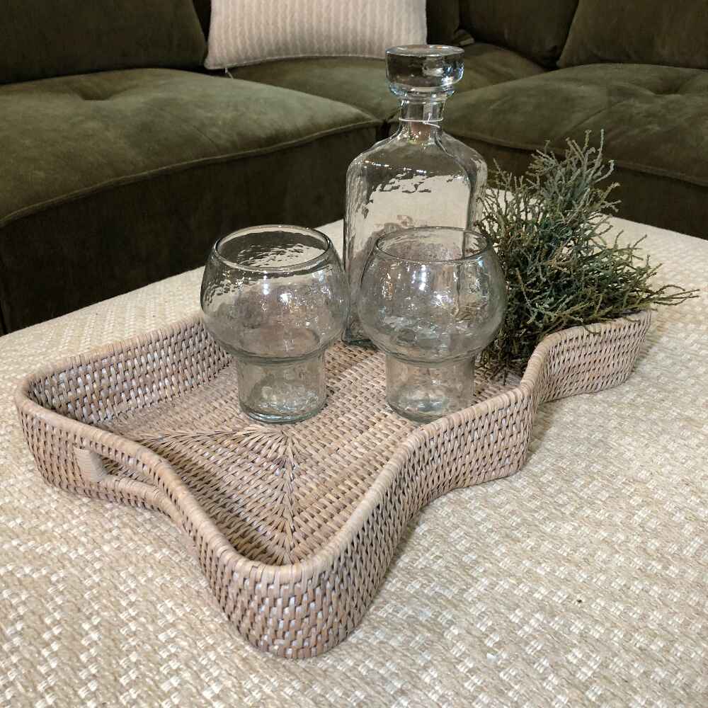 Artisan Weave Rattan Scallop Trays- Size Choice
