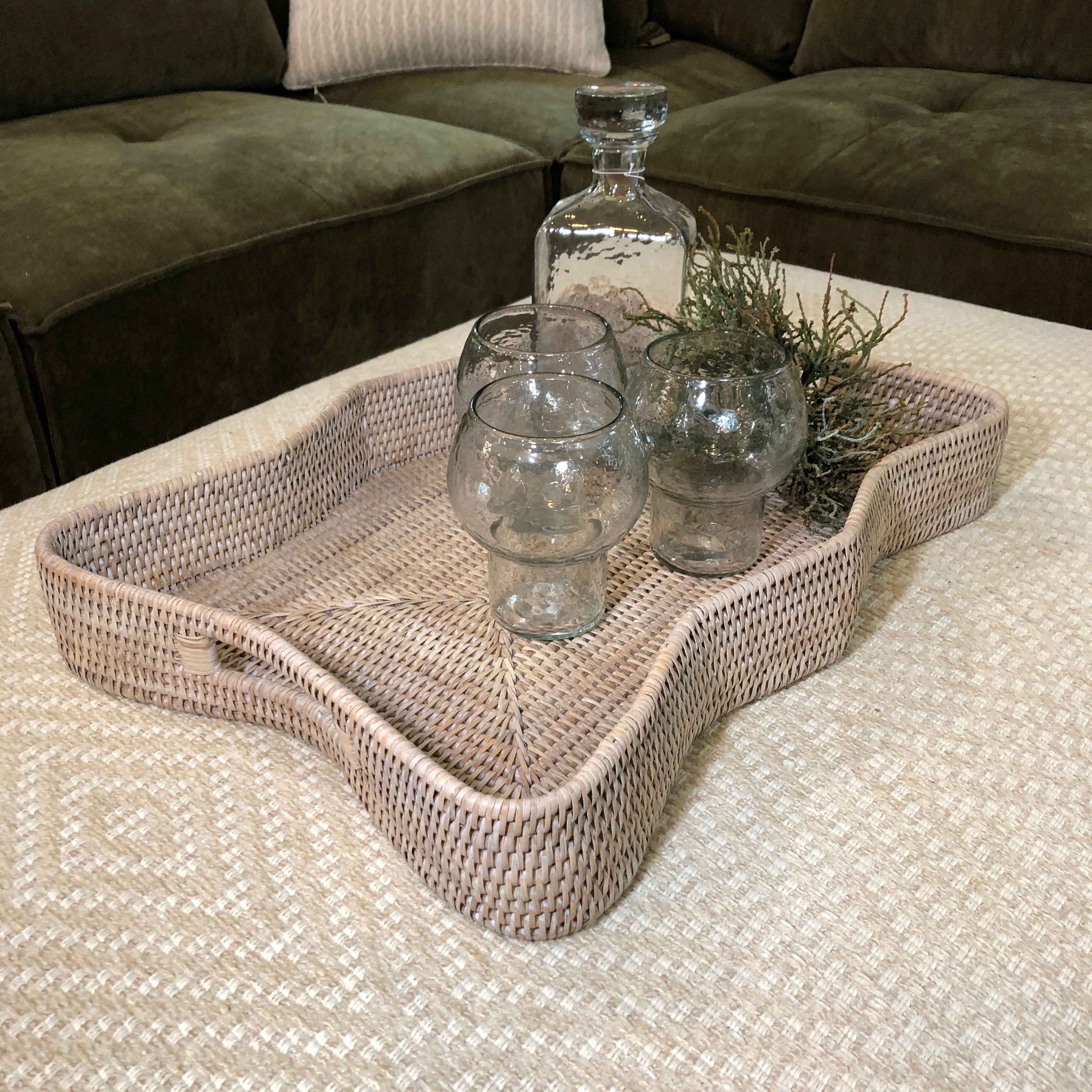 Artisan Weave Rattan Scallop Trays- Size Choice