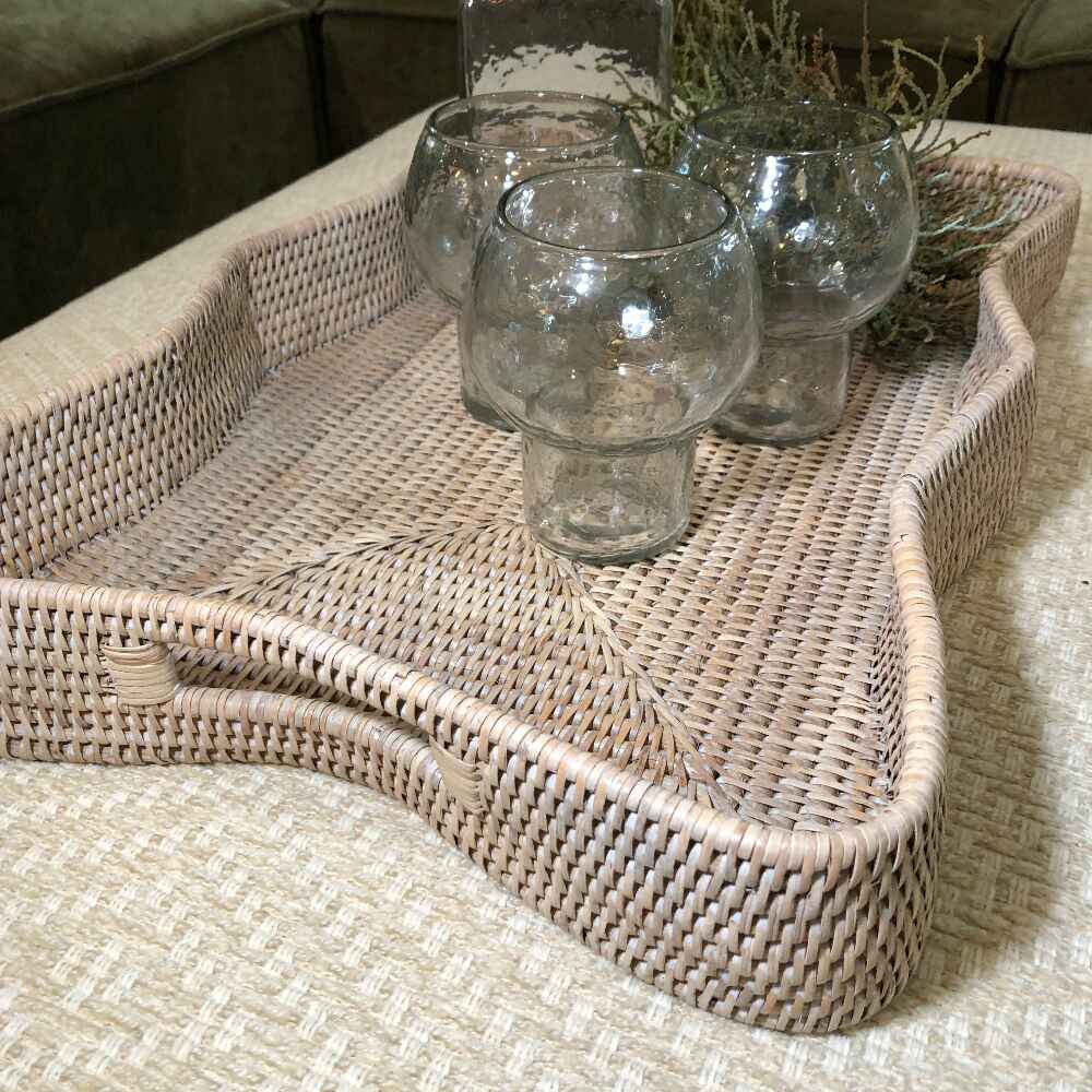 Artisan Weave Rattan Scallop Trays- Size Choice