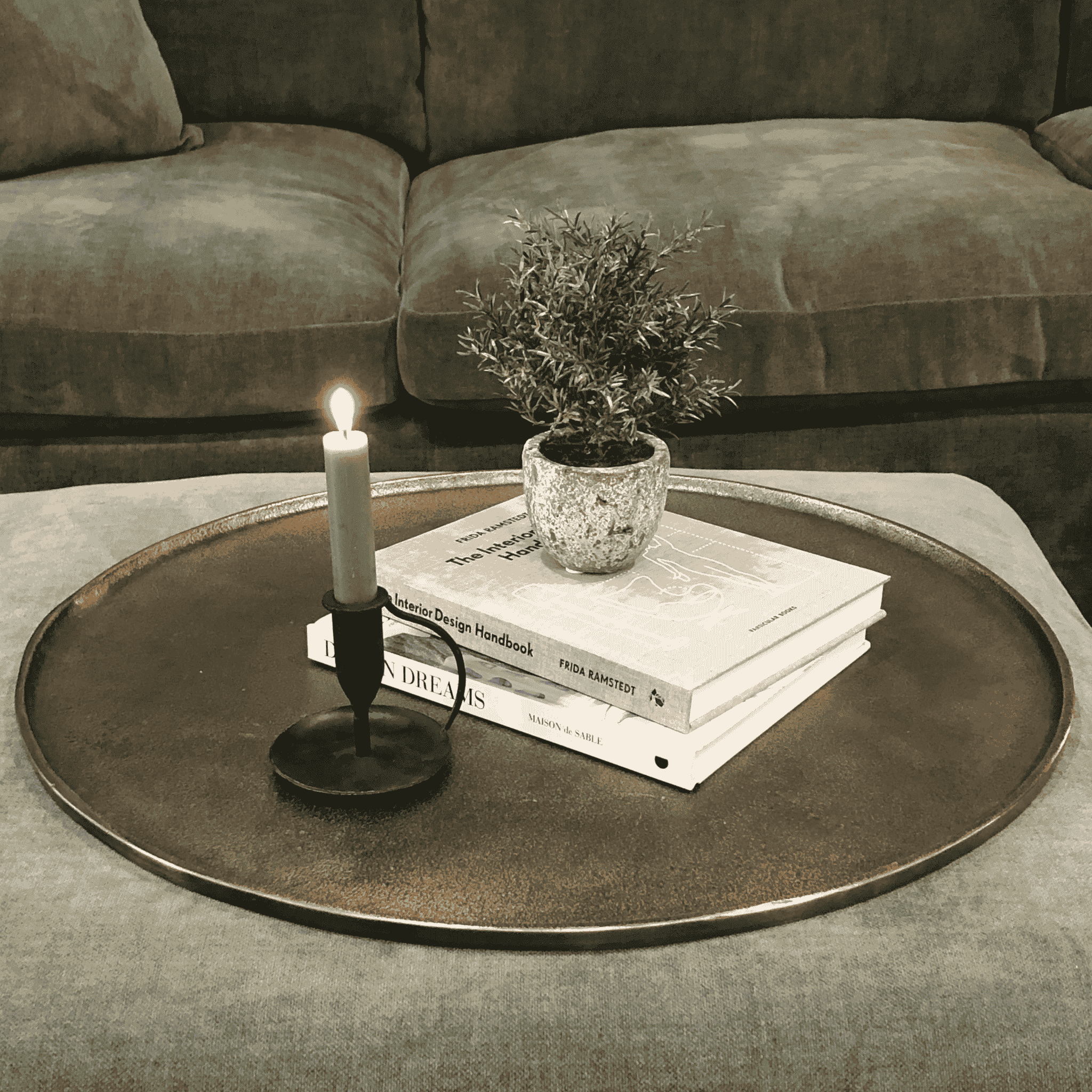 MAES Antique Bronze Metal Round Tray - 60cm/50cm/40cm/30cm