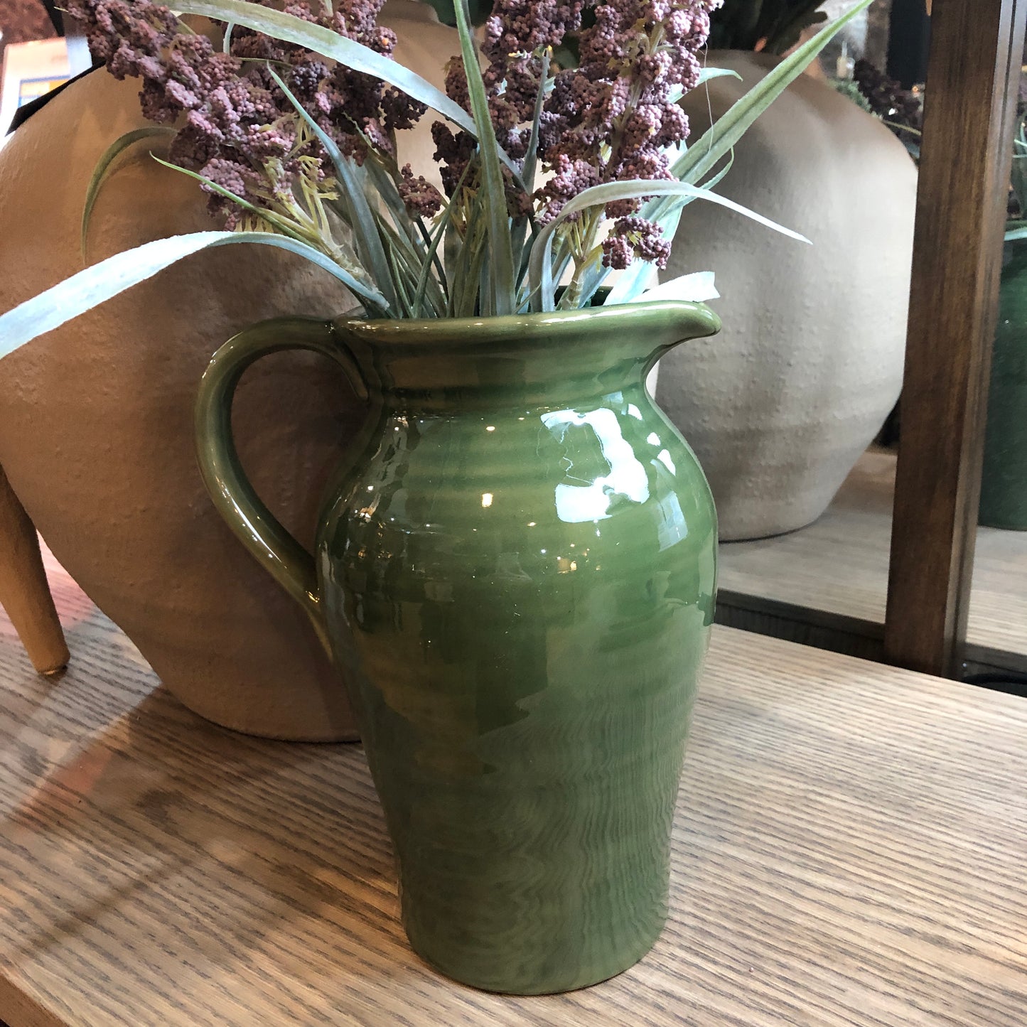 Green Harrison Stoneware Handle Jug 24cm | Annie Mo's