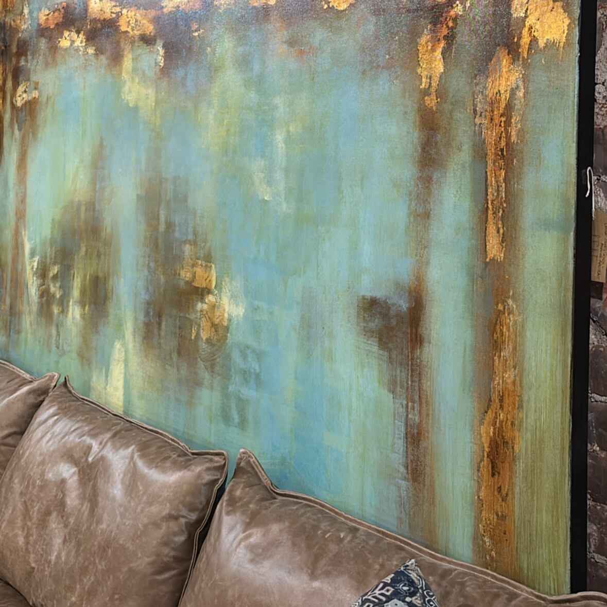 Extra Large Blues Golds and Ambers Abstract 244cm-C