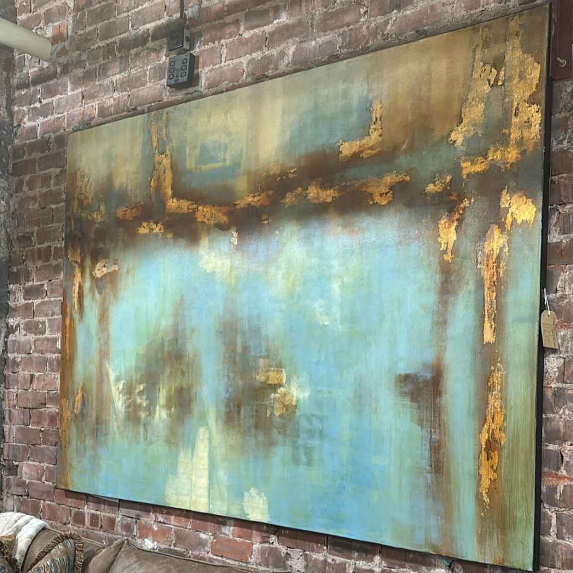 Extra Large Blues Golds and Ambers Abstract 244cm-B