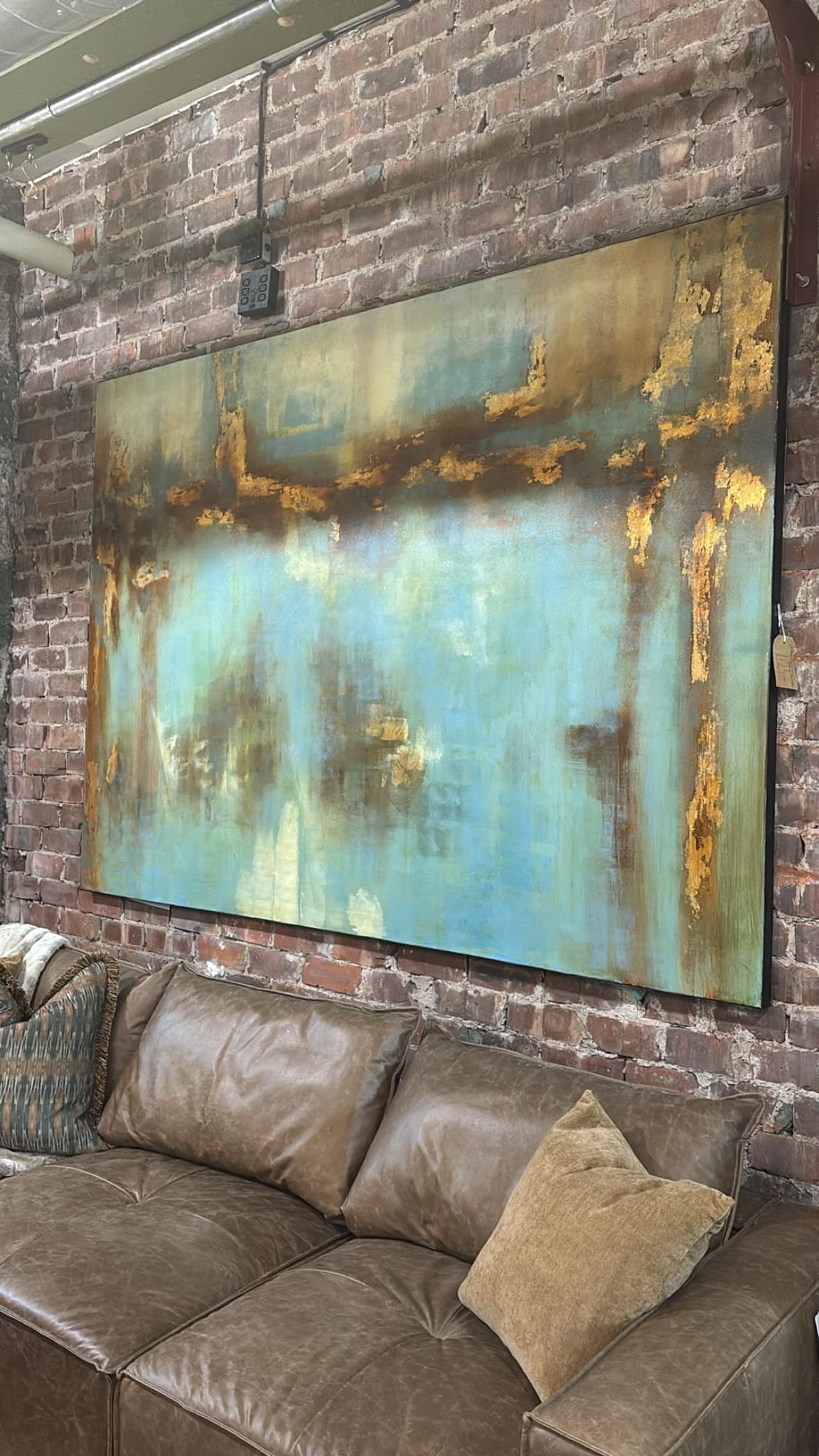 Extra Large Blues Golds and Ambers Abstract 244cm-D