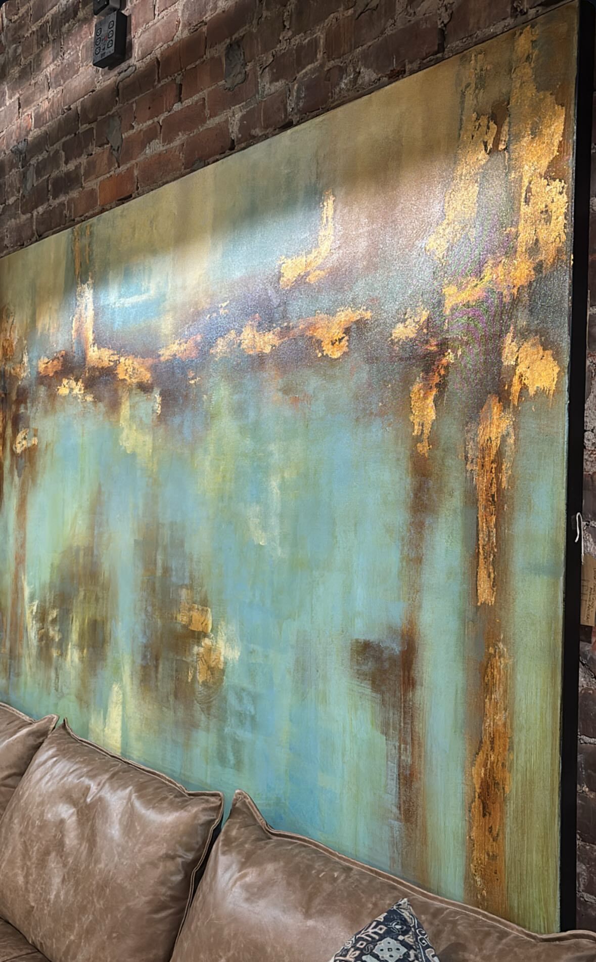 Extra Large Blues Golds and Ambers Abstract 244cm-E