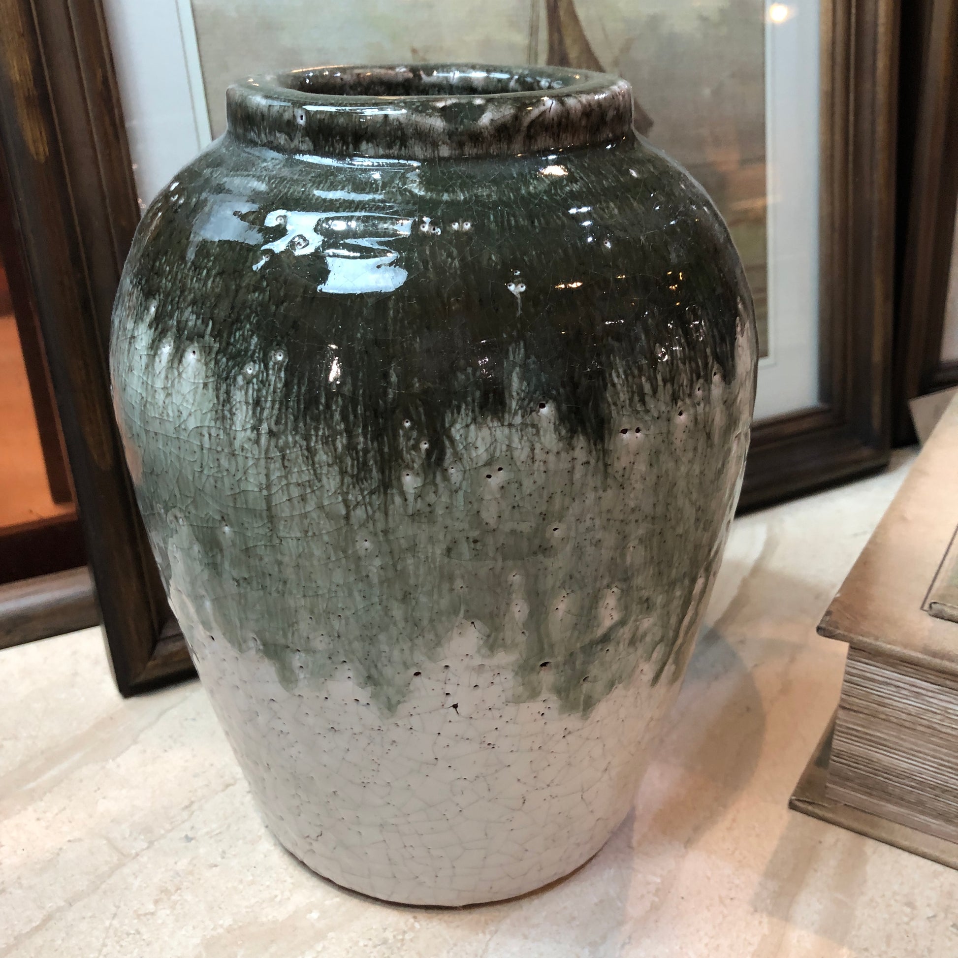 Dipped Crackle Glaze Vase 22cm
