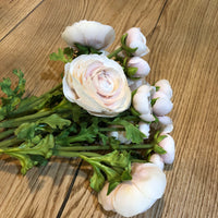 Apricot Blush Real Feel Ranunculus with Leaves 56cm