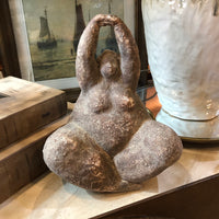 Big Lady Stone Look Yoga Sculpture 25cm