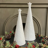 Glazed Ceramic Tree Ornament with Textured Detail and Star