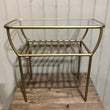 Golden Side Table with Glass Top and Under Shelf - CLEARANCE | Annie Mo's