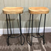 Pair of Weathered Oak and Metal Stools - CLEARANCE
