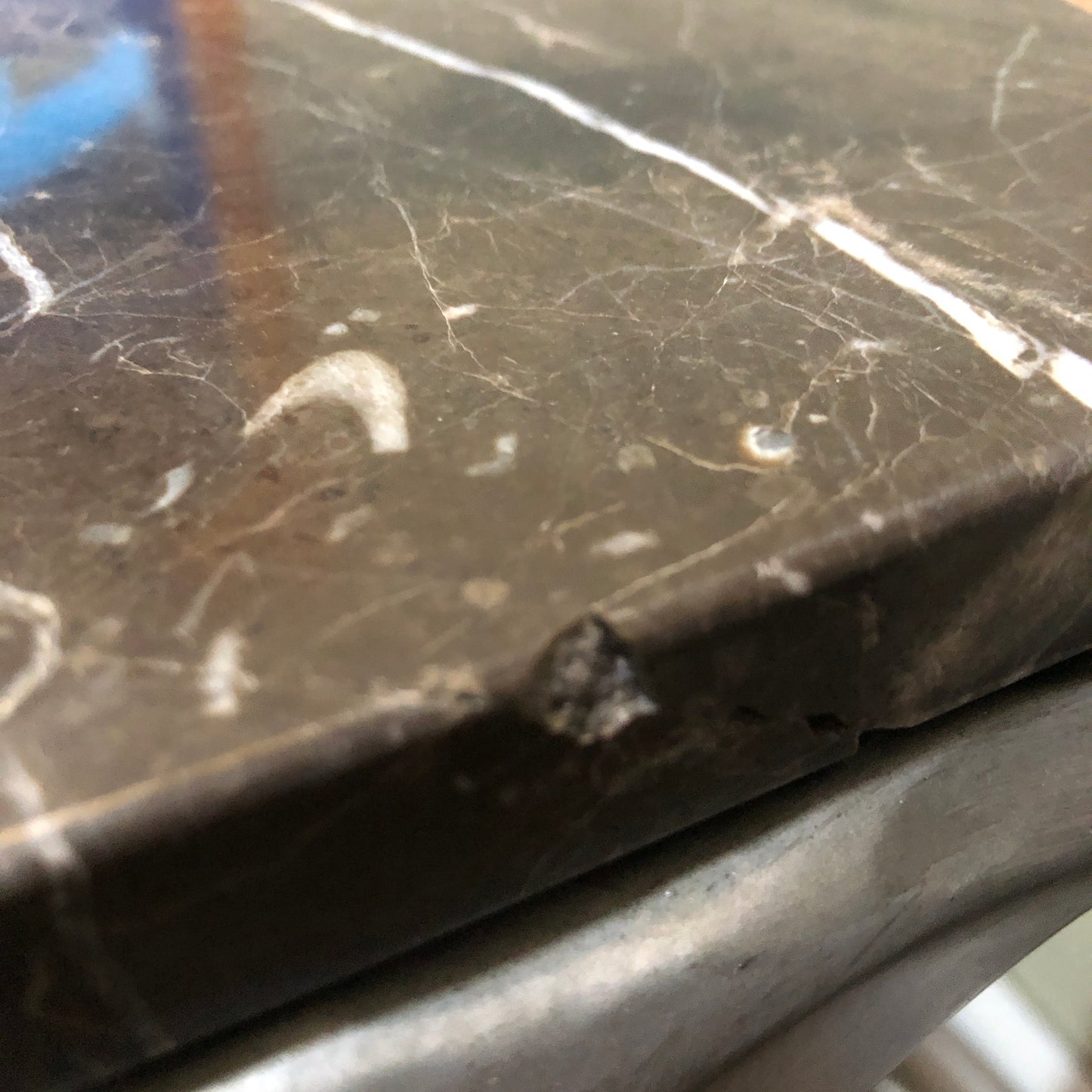 French Brown Marble and Antiqued Gunmetal Console Table 140cm - CLEARANCE