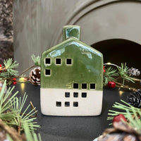 Green Ceramic House Decoration with LED 12cm | Annie Mo's