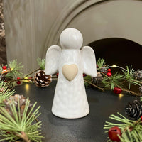 White Glazed Ceramic Angel Ornament 13cm | Annie Mo's